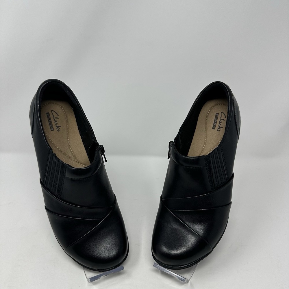 Clarks Women's Channing Essa Loafer Black Leather Comfort Shoes Size 7.5